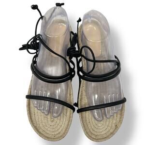 NWOT Alohas Rayna Leather‎ Sandal Women's 40 US 9.5 Espadrille Lace Up Sandals